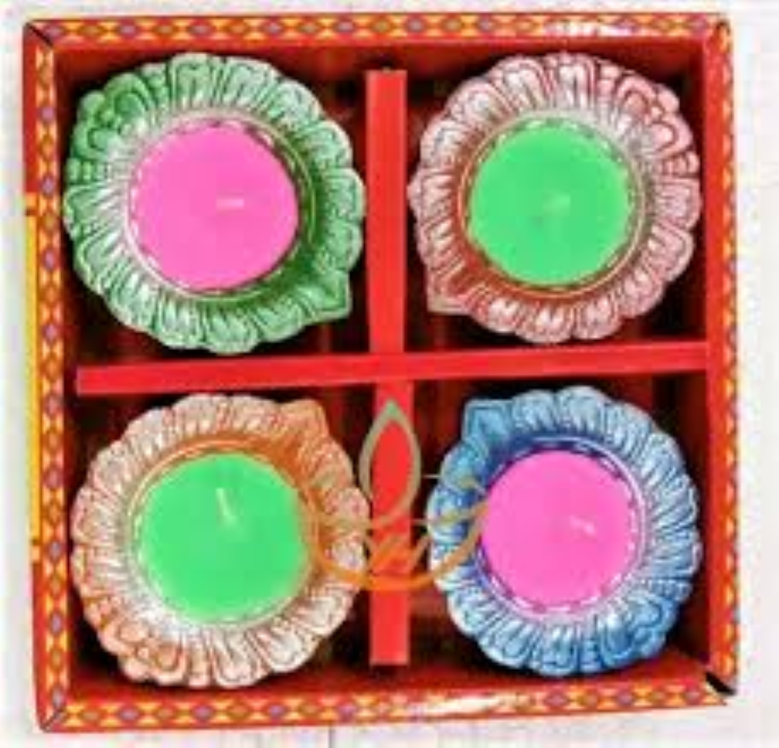 DECORATIVE CLAY DIYA 4PCS WINDOW BOX 
